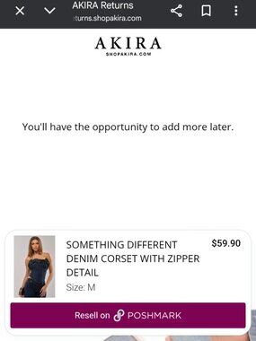 AKIRA SOMETHING DIFFERENT DENIM CORSET WITH ZIPPER DETAIL Size MM